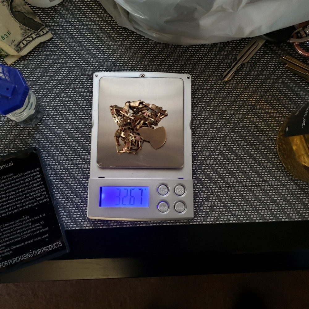 14k gold solid pendent and chain
